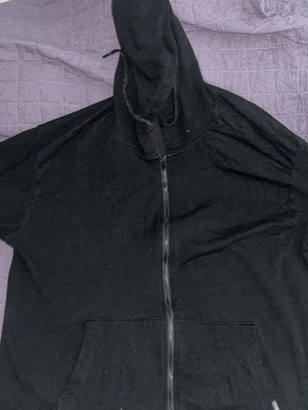 Men's Black Full-Zip Hooded Sweater